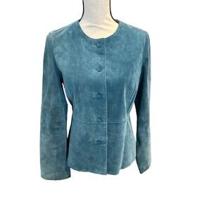 Women’s Pursuits Genuine Leather Blue Jacket. Size 8